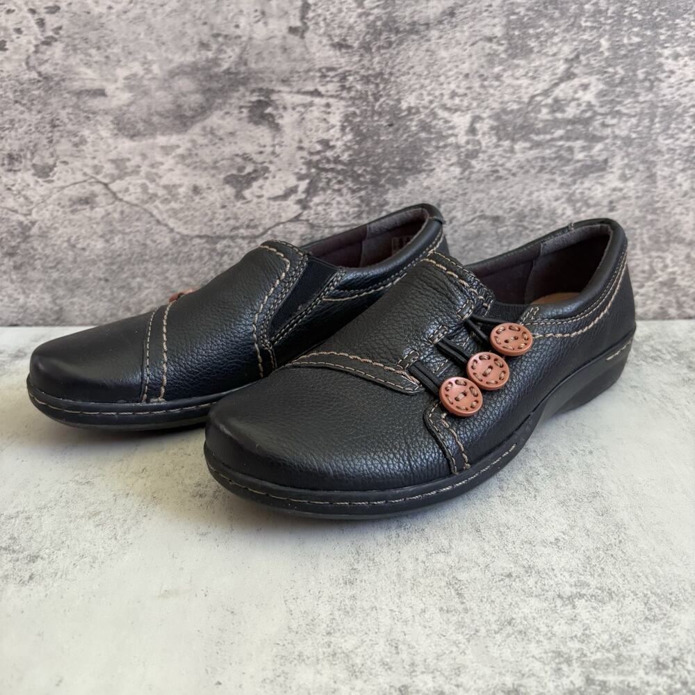 Collection Clarks Shoes Womens 6 M Ashland Effie Loafers Black Leather